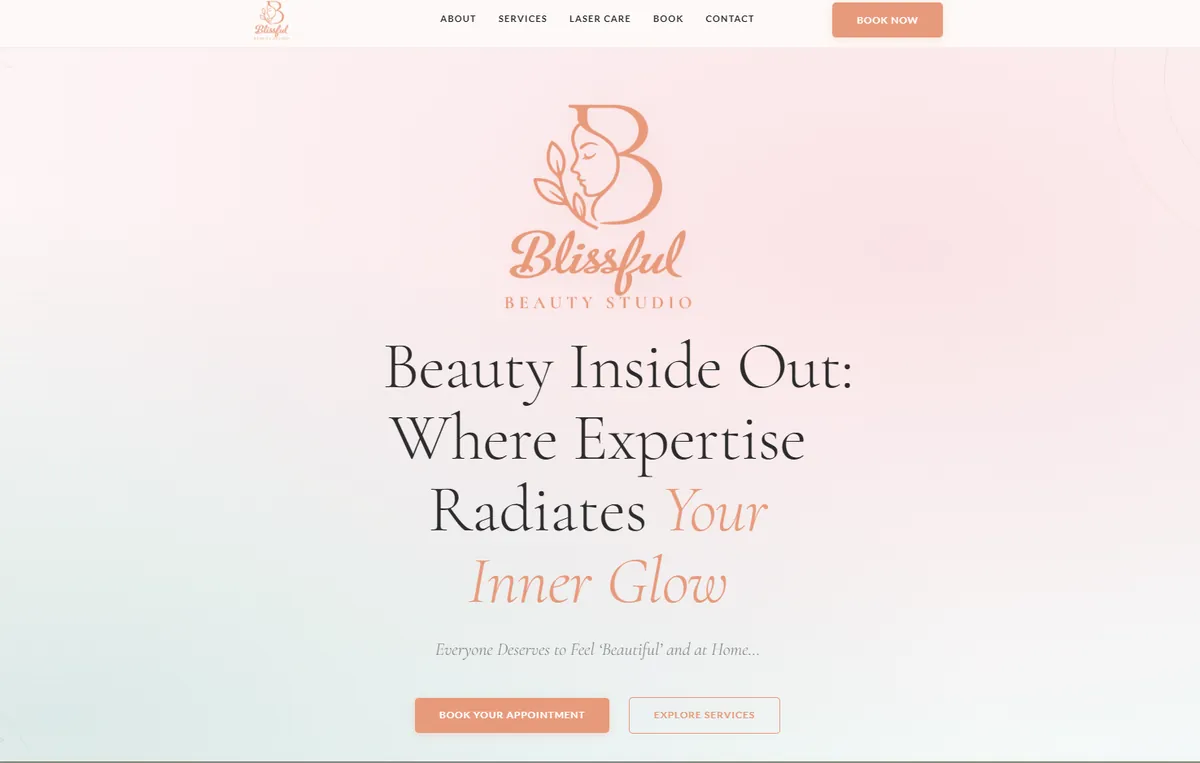 Blissful Beauty Studio website
